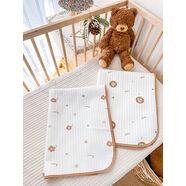 麗田嬰兒隔尿墊防水可洗大尺寸透氣姨媽墊純棉兒童寶寶戒尿不濕生理期 2件裝更劃算小花兒+小獅子 100x150cm