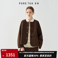 茶·愫【復古雅丹風(fēng)】puretea茶愫毛黏針織呢短外套女立體花朵2025秋新 咖色 M