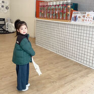 北臉北面專(zhuān)柜同款北家同款兒童服男童女童加厚短款立領(lǐng)中大童面包服潮 綠色 140 cm