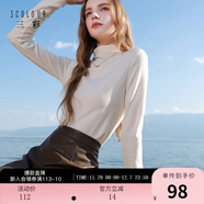 三彩2025秋季新款半高領(lǐng)T恤磨毛套頭打底衫上衣修身長(cháng)袖休閑Z 米白色 L 165/88A