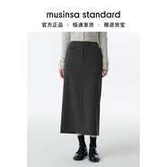 MUSINSA STANDARD韓國25秋冬女士職場(chǎng)簡(jiǎn)約百搭彈力直筒裙長(cháng)裙身裙 灰色(GT) XS