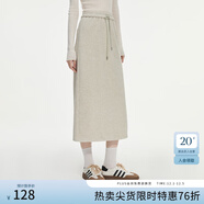 范思藍恩半拉領(lǐng)廓形落肩加絨加厚重磅衛衣女冬季2024新款14491 燕麥灰半身裙 S