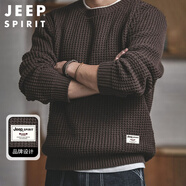 JEEP SPIRIT吉普工裝美式復古毛衣男秋冬季加厚粗毛線(xiàn)寬松針織衫 咖啡色 2XL