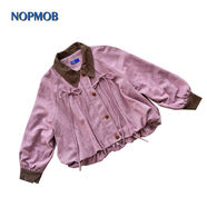 NOPMOB皮粉色覆古運動(dòng)新款綁帶蝴蝶結燈籠袖棒球服開(kāi)衫外套新款 皮皮粉色 均碼 均碼