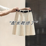 白色針織毛呢百褶半身裙女秋冬a字包臀miu里miu氣限步配長(cháng)靴短裙 燕麥色【2025新款/秋季流行風(fēng)格/氛圍感/早秋/ M