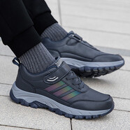 花花公子（PLAYBOY）春秋老人鞋男士秋冬季防滑中老年健步運動(dòng)鞋皮面防水爸爸鞋 深蘭(男) 42