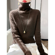 VPVZ大堆堆領(lǐng)長(cháng)袖女毛衣2024冬季新款高領(lǐng)內搭加厚毛衫百搭打底衫 咖啡色 S