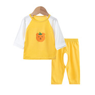 羽晴貝樂(lè )寶寶莫代爾開(kāi)檔開(kāi)襠褲冰絲居家服薄套裝無(wú)骨男女兒童夏季空調 黃A+彩褲 73 #體重15-20斤