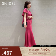 SNIDEL春夏款優(yōu)雅純色荷葉邊V領(lǐng)披肩露背系帶連衣裙SWCO232038 粉色 S （0）