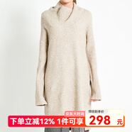 SHOKAY女士秋冬針織上衣基礎款設計簡(jiǎn)約通勤風(fēng)【牦牛絨撿漏】 喜馬拉雅高領(lǐng)長(cháng)衫-沙灘灰 M