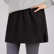 IFSONG屁簾女遮臀神器新款秋冬打底褲鯊魚(yú)褲假下擺顯瘦半身裙毛呢厚大碼 黑色【開(kāi)叉款】 L 85-115斤