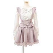 地蕾系日系可拆卸背帶半身裙顯瘦收腰遮胯愛(ài)心珍珠扣背帶裙 粉色 背帶裙 S