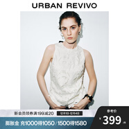 UR2025秋季新款女花卉蕾絲刺繡蝴蝶結無(wú)袖罩衫襯衫UWG250211 本白 XL