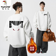 啄木鳥(niǎo)（TUCANO）重磅美式圓領(lǐng)衛衣男秋季設計感惡魔字母印花長(cháng)袖t恤嘻哈男裝上衣 10921-WY66JR白灰加絨 M 約90-110斤可穿