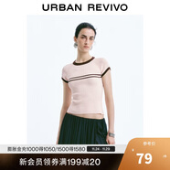 UR2025夏季新款女裝休閑簡(jiǎn)約撞色條紋短袖針織衫UWM950045