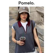 POMELO. 潮流休閑半拉鏈荷葉邊假兩件撞色Polo領(lǐng)迷你連衣裙女新款女裝 未知色 XXS
