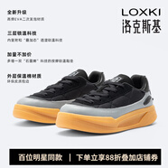 LOXKI/洛克斯基【明星同款】板鞋子男秋冬經(jīng)典百搭休閑鞋男 小圓鞋Lite 生膠黑底 -【全新升級加棉款】 41