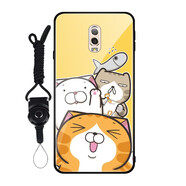 京營(yíng)三星J7plus玻璃手機殼防刮鋼化c7100保護套C8手機套定制 魚(yú)和白爛貓