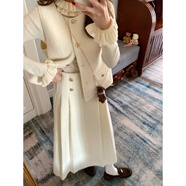 ZZ&FFFF BLUE 雪寶寶 15羊毛圈圈背心馬甲連衣裙半身裙貴氣千金感套裝 圈圈羊毛半裙(后背松緊腰頭)_現貨48小時(shí)發(fā) XS