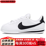 耐克（NIKE）CortezBasicSL皮革舒適輕便減震低幫女款跑步鞋白黑秋冬款 35.5