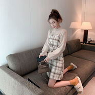 冬裙新款女加厚毛衣裙中長(cháng)款配大衣法式內搭打底針織連衣裙女秋冬 圖片色 S