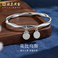 北京黃金交易中心有限公司銀手鐲足銀扁線(xiàn)莫比烏斯好事將至福袋牌固口手鐲情人節生日禮物 足銀莫比烏斯好事將至固口手鐲 約23克54#