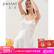 金三塔真絲睡衣女100%桑蠶絲性感外穿吊帶裙睡裙禮物  絲白 L (165/88A)