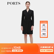 PORTS寶姿女裝秋季新款修身通勤雙排扣連衣裙ALD9D028NWF114 黑色 XS (2)