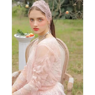 現寶蓮韓國風(fēng)格高端女裝上衣重工釘珠百微透視t上衣亮片甜美搭長(cháng) 粉色 粉色 均碼 均碼