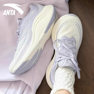 安踏女鞋葉子6跑步鞋女2025秋冬季新款加厚密網(wǎng)厚底增高休閑運動(dòng)鞋子 -3象牙白/淡紫灰 37.5