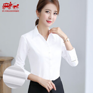 佐馬仕（ZUOMASHI） 長(cháng)袖襯衫女職業(yè)裝白色正裝女士襯衣V領(lǐng)修身OL百搭酒店4s店工裝襯 V領(lǐng)白平紋-55 38