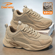 德?tīng)柣荩―EERWAY）老爹鞋男鞋2025秋冬季鞋男士厚底增高休閑百搭運動(dòng)跑步鞋 駝色 42