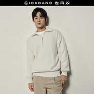 佐丹奴【韓國明星同款】羅紋針織衫男寬松翻領(lǐng)半拉鏈毛衣01055734