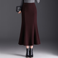 高級感羊毛呢魚(yú)尾裙優(yōu)雅加厚半身裙女秋冬2025新款彈力精品包臀裙 紅色 裙長(cháng)82厘米 2XL 【適合121-130斤】