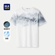 海瀾之家（HLA）短袖T恤男吸濕排汗涼感印花短袖夏季HNTBJ2J295A 米白花紋V5 XL 180/96A 推薦151~164斤