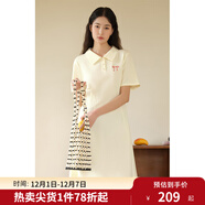 獨束大碼女裝學(xué)院風(fēng)時(shí)尚減齡連衣裙微胖MM夏日休閑隨性顯瘦POLO裙 米杏色 M (尺碼：1)