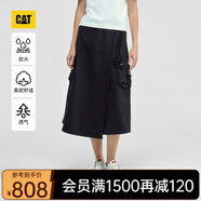 CAT卡特25年季女士新品不規則抽帶A型工裝防水休閑半身裙商場(chǎng)同款 黑色 S