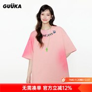 古由卡（GUUKA）潮流t恤女修身顯瘦美式復古短袖夏季大碼女裝新款2025年漸變粉色 粉色 2XL