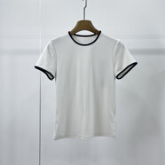 艾諾絲詩(shī)曼官方旗艦店2025年夏新百搭撞色圓領(lǐng)短袖T恤上衣女 白色 XL