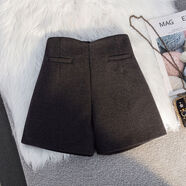 小紅書(shū)同款覆古毛呢西裝短褲女秋冬今年流行高腰花苞褲外穿a字闊 深灰版 S S