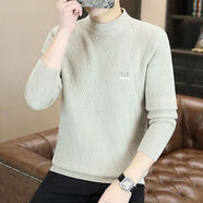 花花公子秋冬季男士半高領(lǐng)毛衣加厚白色線(xiàn)衣打底衫修身保暖黃金貂絨針織衫 JJ-8832卡其(加金絲絨) 厚款 M 碼建議85-100斤