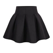 韓國2025秋冬高腰打底短裙女半身裙太陽(yáng)百褶太空棉蓬蓬裙子 黑色 XS XS
