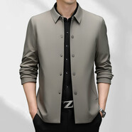 法莎尼亞新款輕奢男士翻領(lǐng)夾克商務(wù)休閑上衣抗皺免燙2025春秋外套 卡其色 M 170/M