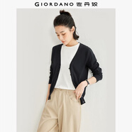 佐丹奴（Giordano）針織開(kāi)衫女小外套 純棉V領(lǐng)小衫女 外搭純色女外衣05350649