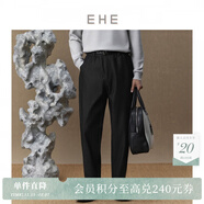 EHE男裝 2024冬季新款全棉寬松錐形滴膠抽身松緊腰牛角扣牛仔褲男 黑色，L