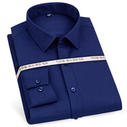 花花公子（PLAYBOY）優(yōu)鯊竹纖維免燙長(cháng)袖襯衫男彈力襯衣上班抗皺絲滑白色職業(yè)裝寸衫 深藍色 44