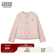 Teenie Weenie【趙露思同款】小熊女裝舒適輕薄短款弧形圓領(lǐng)羽絨服 粉色 S (160)