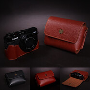 通用ICESHU適用于 真皮佳能G7X3相機包G7X mark iii皮套g7x mark2保護套G7 套餐二(棕色) 單獨 外皮套【黑色】