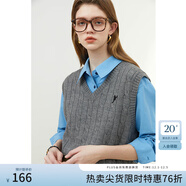 范思藍恩范思藍恩23FS11228 學(xué)院風(fēng)針織馬甲女春秋V領(lǐng)外搭配疊穿背心 灰色 XS