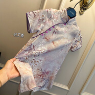 憶雪鳯女童旗袍夏季連衣裙2025兒童新款中國中式國風(fēng)女孩小女孩漢服 丁香結 160